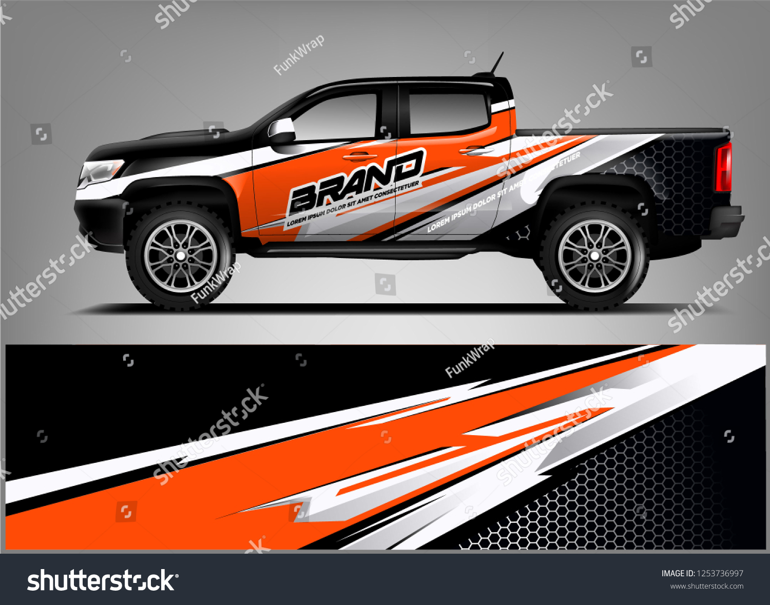 Truck wrap design. Wrap, sticker and decal design for company. Vector format