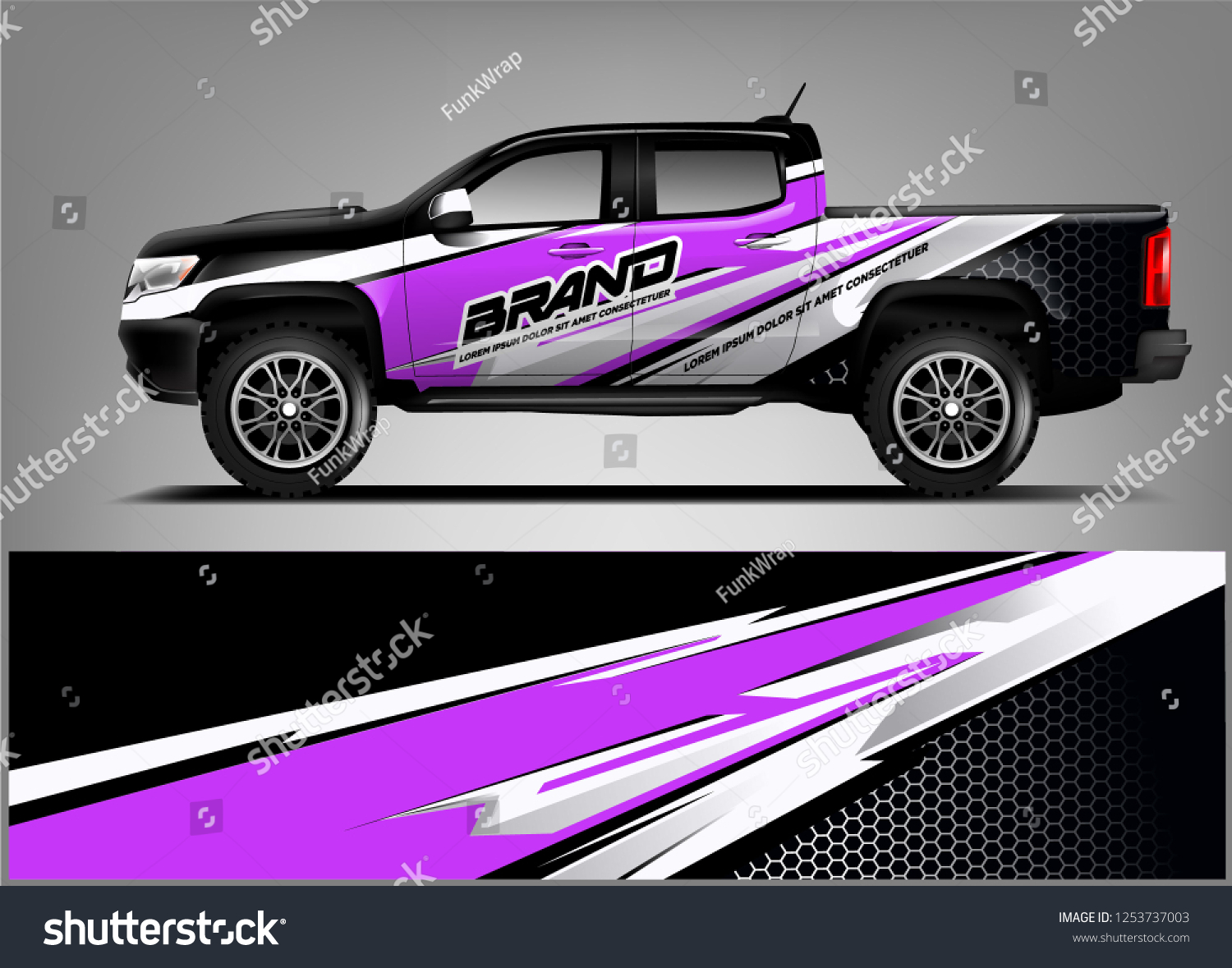 Truck wrap design. Wrap, sticker and decal design for company. Vector format