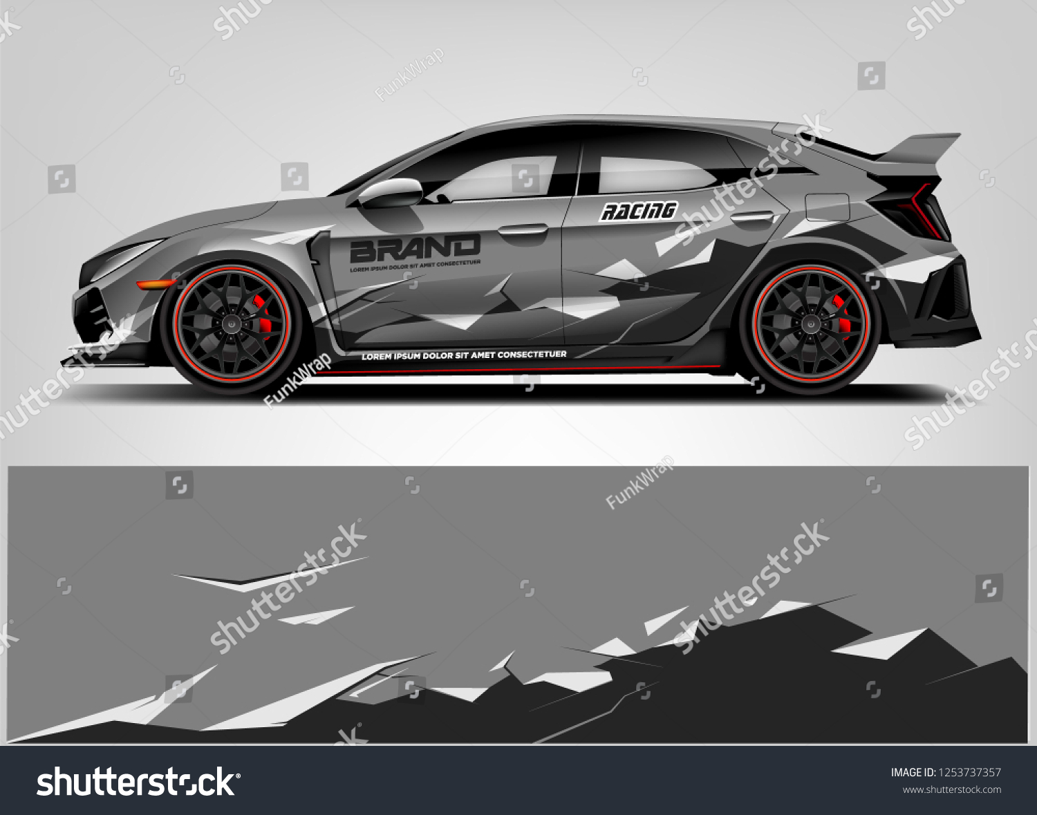Car wrap design vector, truck and cargo van decal. Graphic abstract stripe racing background designs for vehicle, rally, race, adventure and car racing livery.