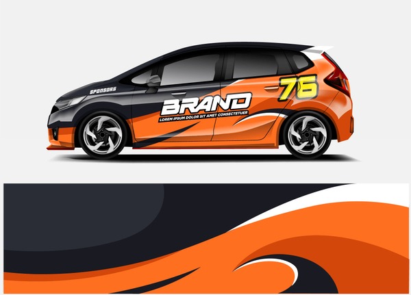 Racing Car wrap design. abstract racing design. ready print design