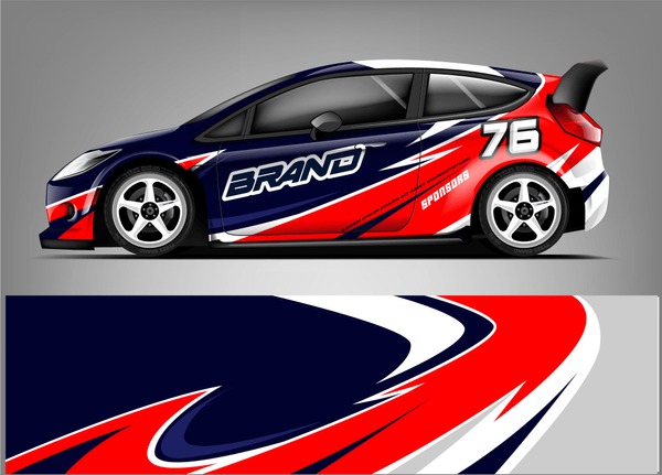 Sport hatchback wrap design. abstract racing background. ready print design. eps format.