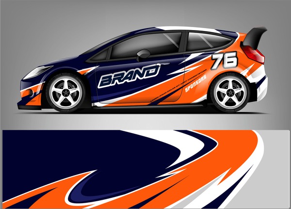 Sport hatchback wrap design. abstract racing background. ready print design. eps format.