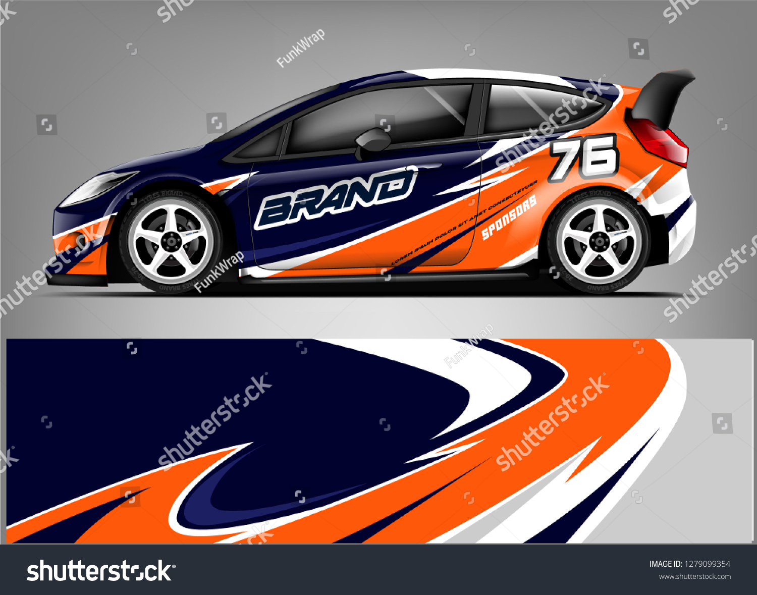 Sport hatchback wrap design. abstract racing background. ready print design. eps format.