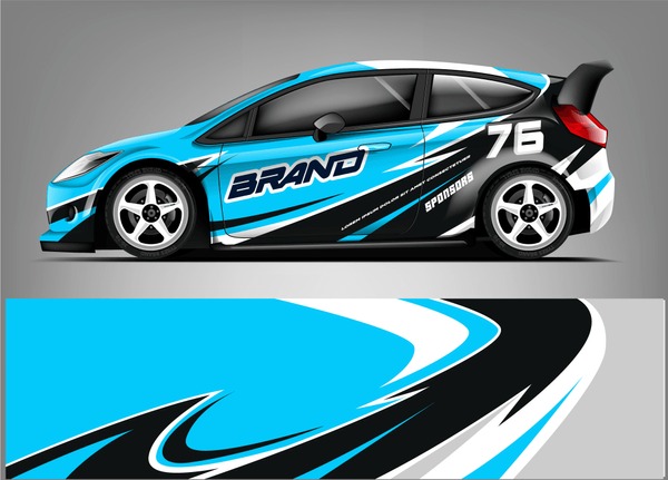 Sport hatchback wrap design. abstract racing background. ready print design. eps format.
