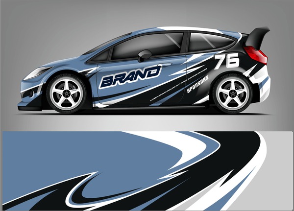 Sport hatchback wrap design. abstract racing background. ready print design. eps format.