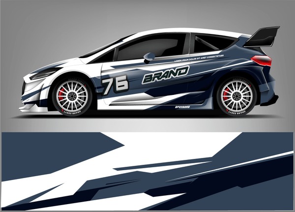 Racing car wrap design. ready print vector eps format.