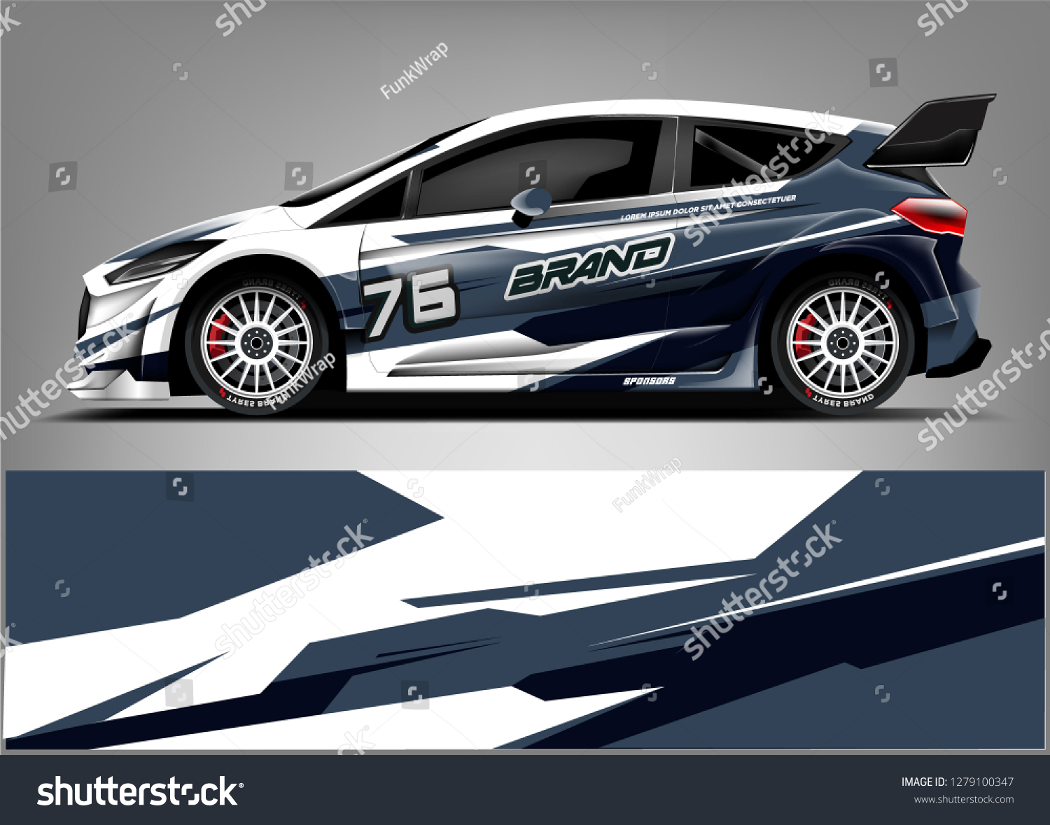 Racing car wrap design. ready print vector eps format.