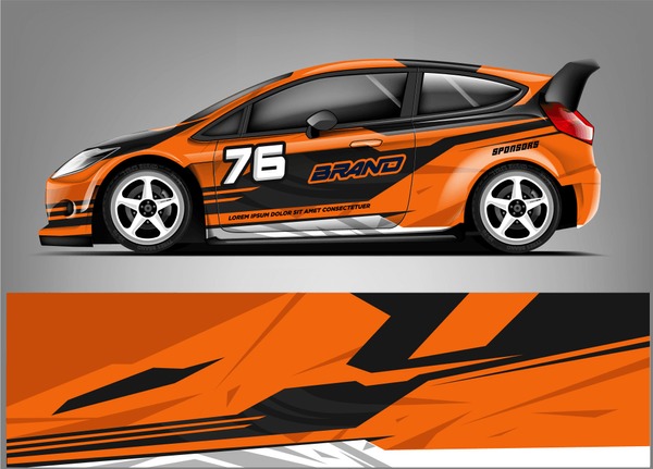 Racing car wrap design. ready print vector eps format.