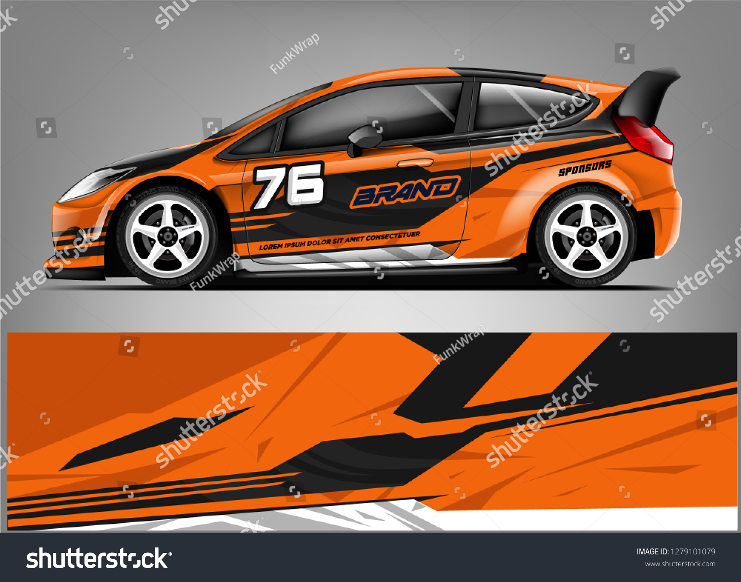 Racing car wrap design. ready print vector eps format.