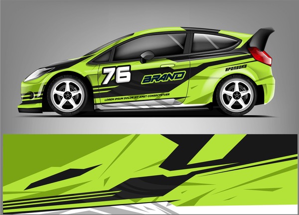 Racing car wrap design. ready print vector eps format.