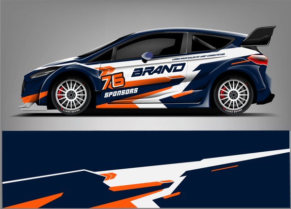 Racing Car wrap design. abstract racing line. ready print eps format.