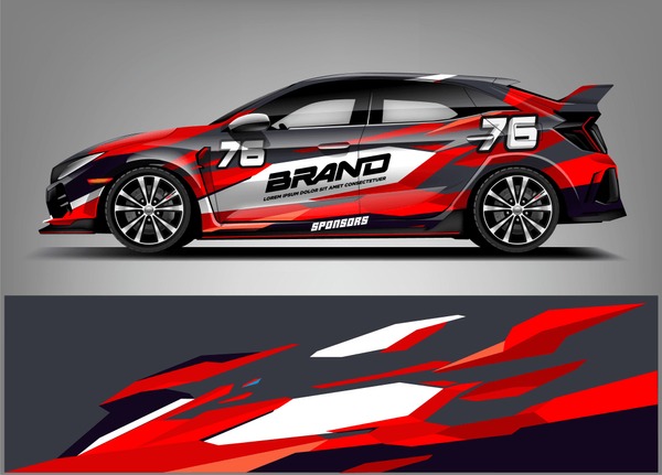 Racing car wrap design. custom wrap design. ready print eps format.