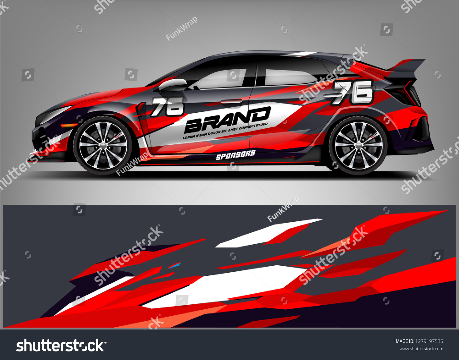 Racing car wrap design. custom wrap design. ready print eps format.