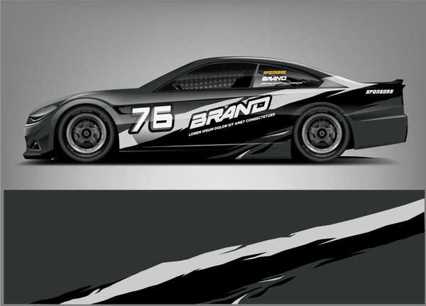Racing car wrap design. custom wrap design. ready print eps format.