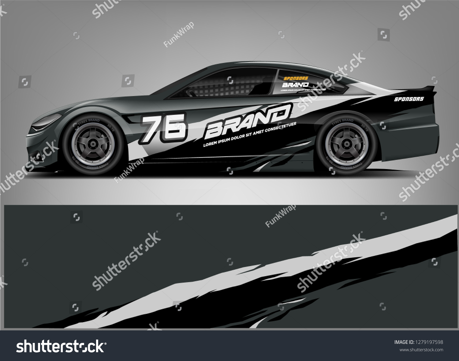 Racing car wrap design. custom wrap design. ready print eps format.