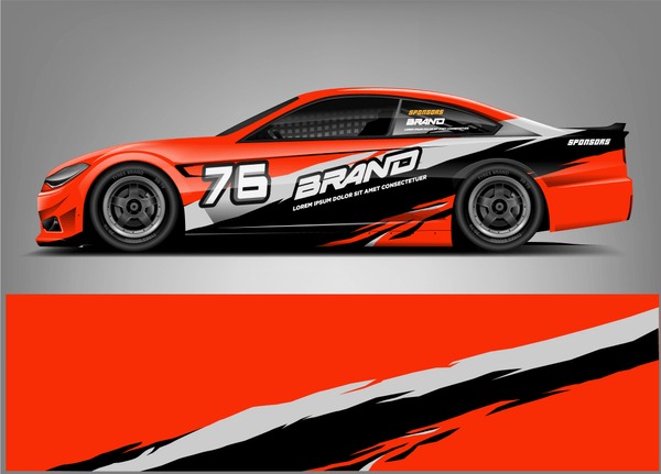 Racing car wrap design. custom wrap design. ready print eps format.