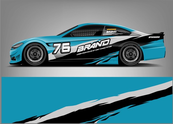 Racing car wrap design. custom wrap design. ready print eps format.