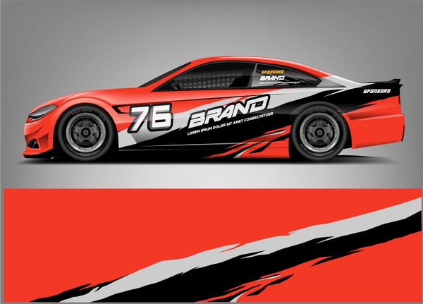 Racing car wrap design. custom wrap design. ready print eps format.