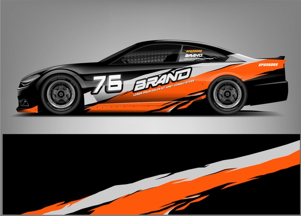 Racing car wrap design. custom wrap design. ready print eps format.