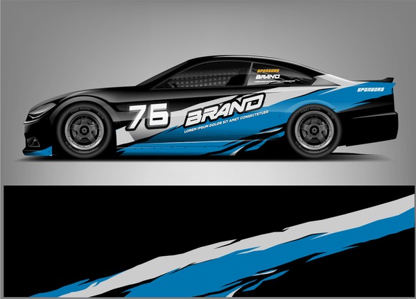 Racing car wrap design. custom wrap design. ready print eps format.