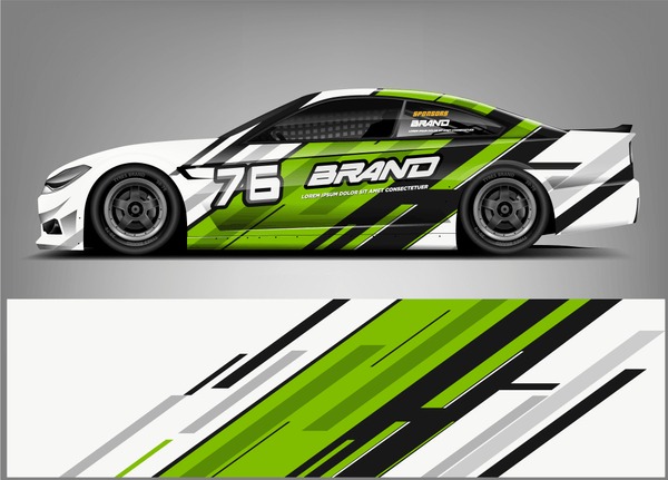 Car Wrap design. custom strip racing background. ready print eps format.