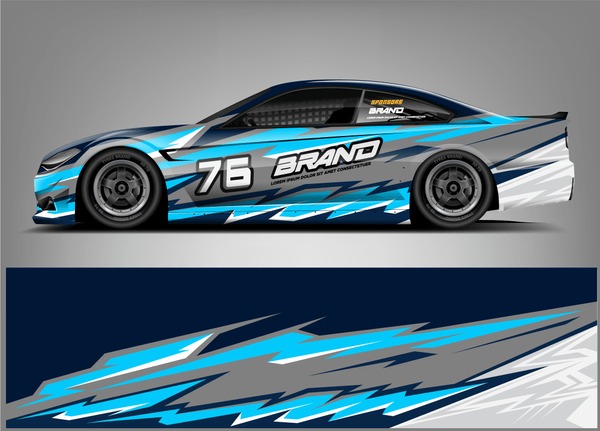 Car Wrap design. custom strip racing background. ready print eps format.