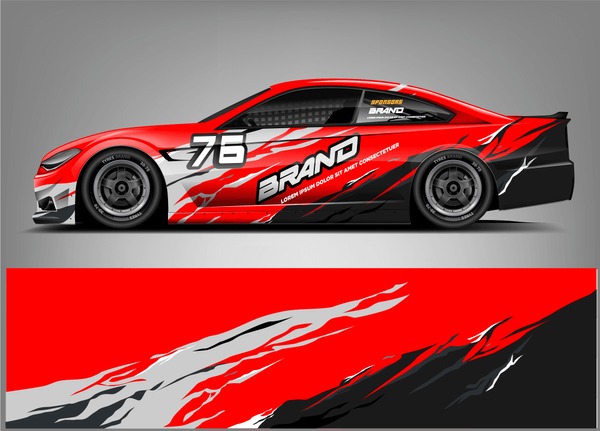 Racing Car Wrap design. Custom racing wrap design. ready print sticker decal vinyl