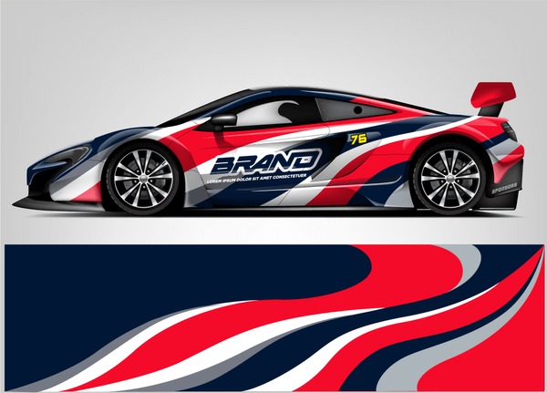 Racing Car wrap design. Racing sticker background. abstract racing line. ready print vector eps format.