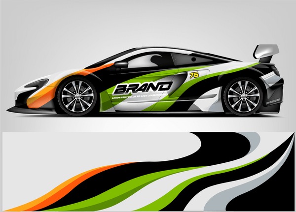 Rally car wrap vector designs. abstract livery for vehicle vinyl branding background