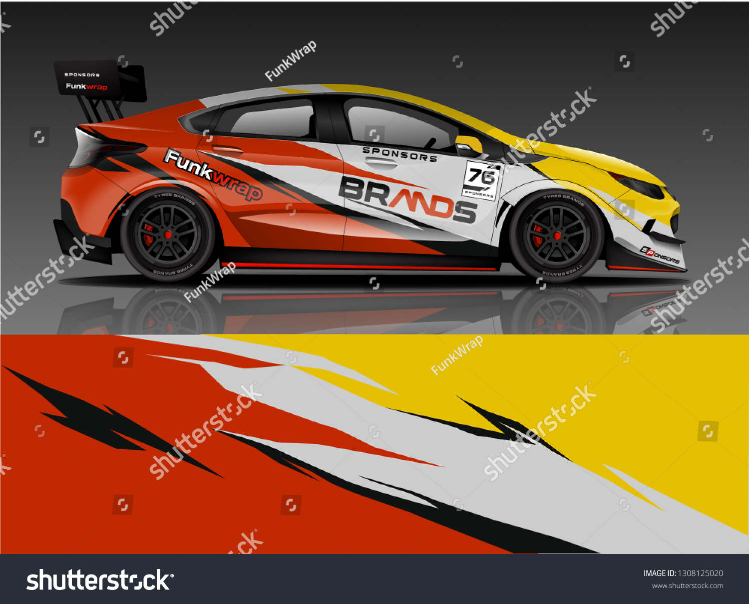 Racing Car Wrap Livery design. Sport car wrap decal and sticker design. vector eps format