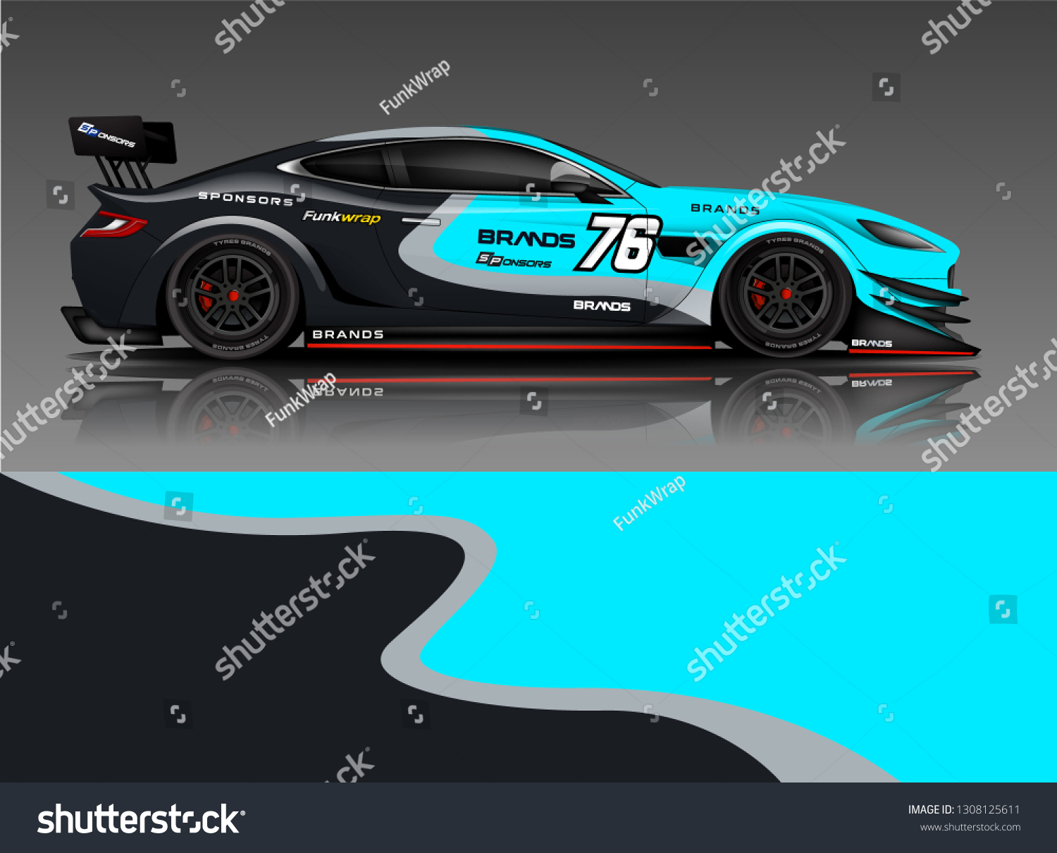 Racing Car Wrap Livery design. sport car wrap design for decal,wrap,and sticker