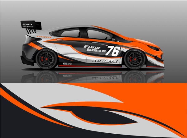 Racing Car Wrap Livery Design. Sport car livery design in vector eps format ready for decal sticker and wrap