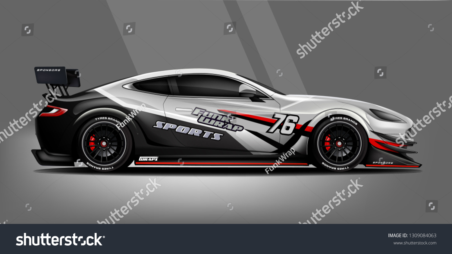 Car decal wrap design vector. Graphic abstract stripe racing background kit designs for vehicle, race car, rally, adventure and livery - Vector