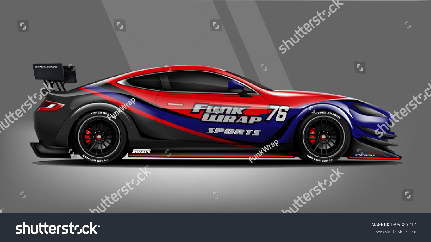 Car decal wrap design vector. Graphic abstract stripe racing background kit designs for vehicle, race car, rally, adventure and livery - Vector
