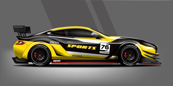 Car decal wrap design vector. Graphic abstract stripe racing background kit designs for vehicle, race car, rally, adventure and livery - Vector