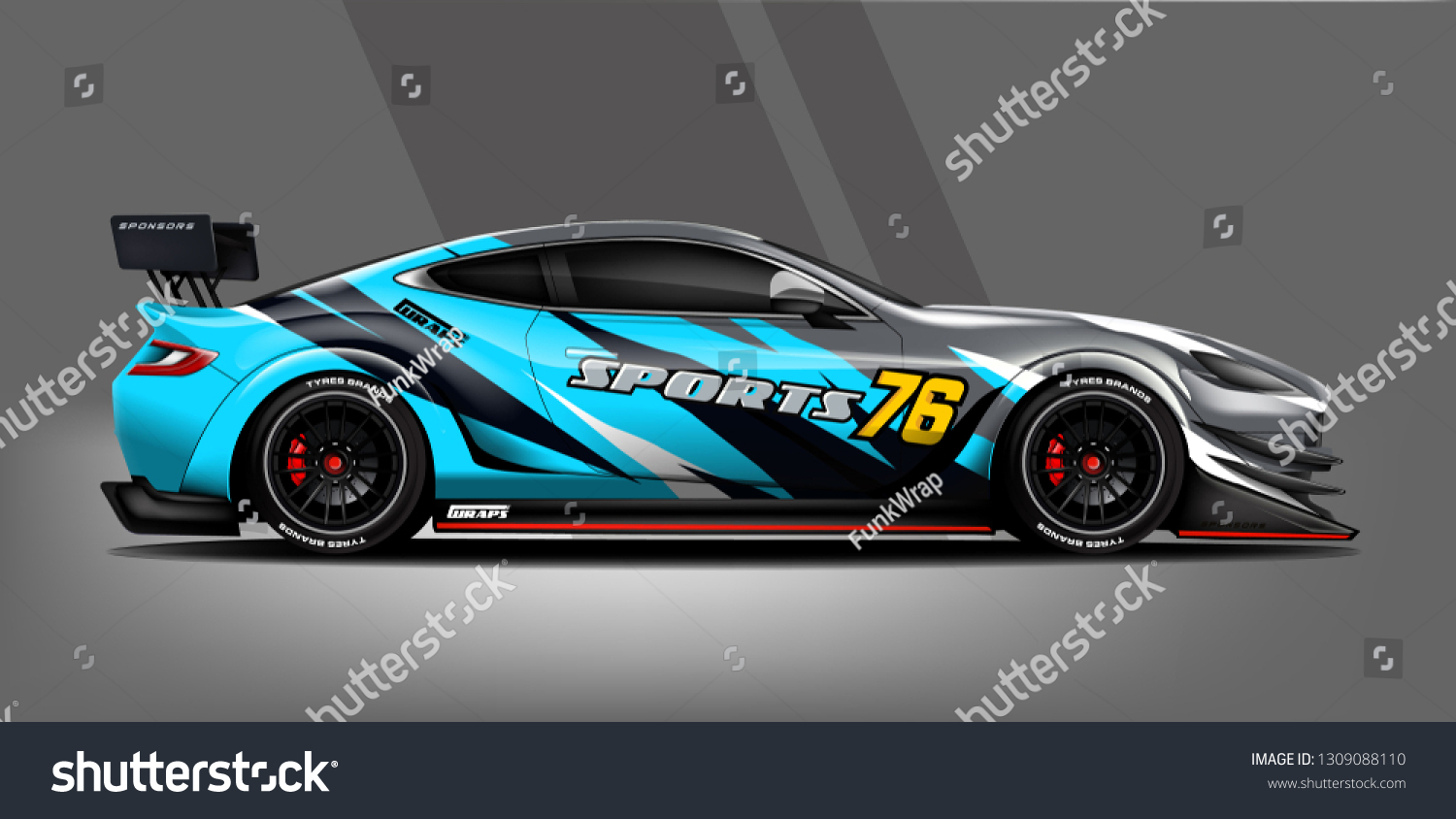 Car decal wrap design vector. Graphic abstract stripe racing background kit designs for vehicle, race car, rally, adventure and livery - Vector
