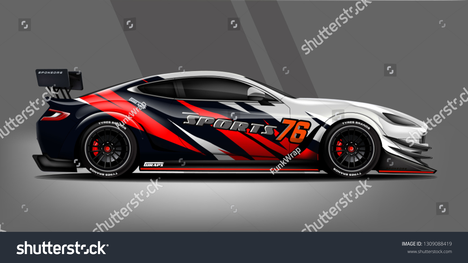 Car decal wrap design vector. Graphic abstract stripe racing background kit designs for vehicle, race car, rally, adventure and livery - Vector