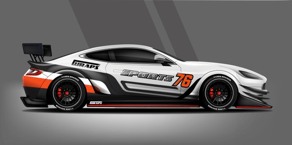 Car decal wrap design vector. Graphic abstract stripe racing background kit designs for vehicle, race car, rally, adventure and livery - Vector