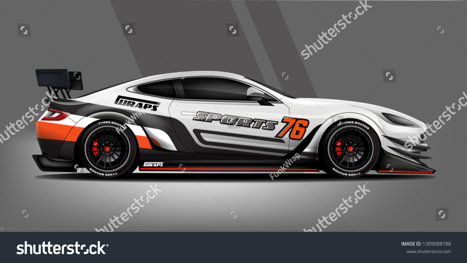 Car decal wrap design vector. Graphic abstract stripe racing background kit designs for vehicle, race car, rally, adventure and livery - Vector