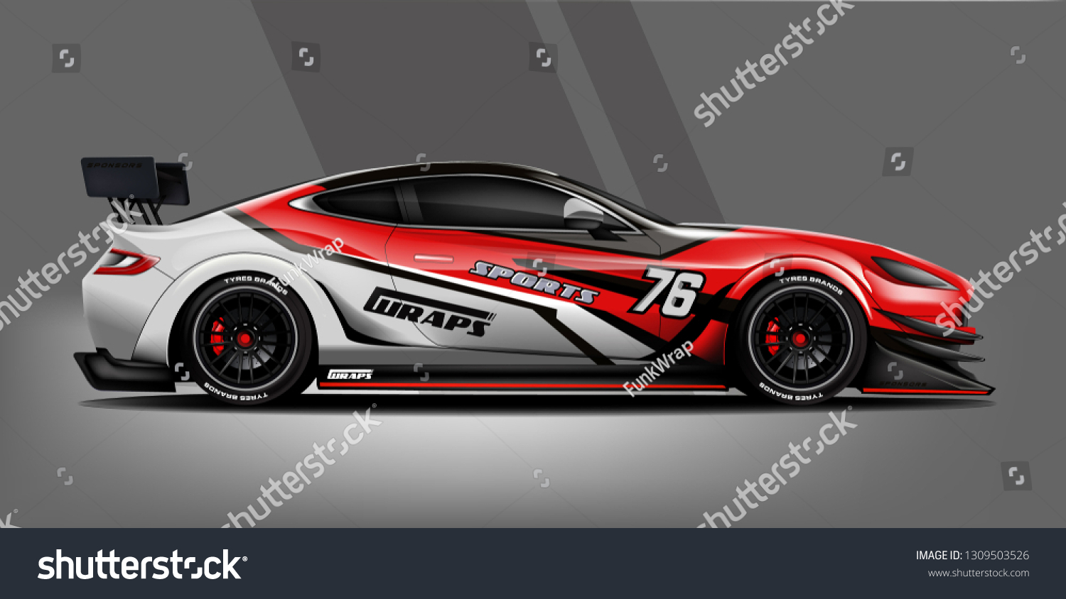 Car decal wrap design vector. Graphic abstract stripe racing background kit designs for vehicle, race car, rally, adventure and livery - Vector