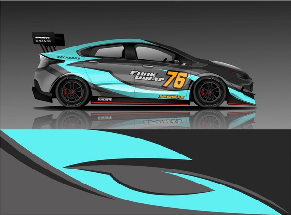 Racing car decal wrap vector designs. Truck and cargo van decal, company , rally, drift . Graphic abstract stripe racing background