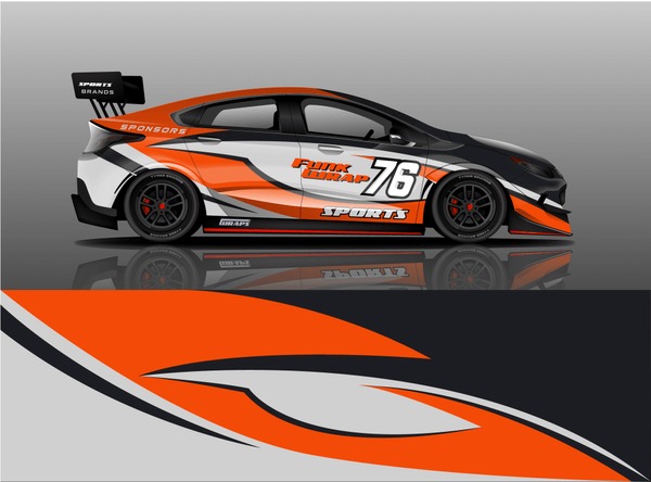 Racing car decal wrap vector designs. Truck and cargo van decal, company , rally, drift . Graphic abstract stripe racing background