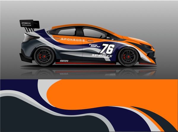 Racing car decal wrap vector designs. Truck and cargo van decal, company , rally, drift . Graphic abstract stripe racing background