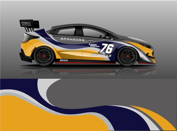 Racing car decal wrap vector designs. Truck and cargo van decal, company , rally, drift . Graphic abstract stripe racing background