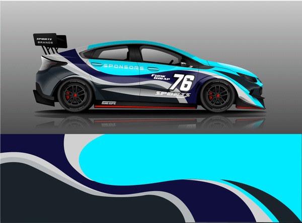 Racing car decal wrap vector designs. Truck and cargo van decal, company , rally, drift . Graphic abstract stripe racing background