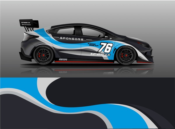 Racing car decal wrap vector designs. Truck and cargo van decal, company , rally, drift . Graphic abstract stripe racing background