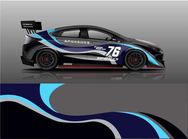 Racing car decal wrap vector designs. Truck and cargo van decal, company , rally, drift . Graphic abstract stripe racing background