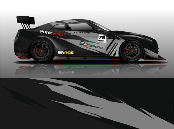 Car wrap design vector, truck and cargo van decal. Graphic abstract stripe racing background designs for vehicle, rally, race, adventure and car racing livery. - Vector