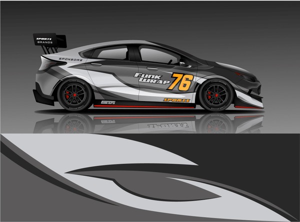 Car wrap design vector, truck and cargo van decal. Graphic abstract stripe racing background designs for vehicle, rally, race, adventure and car racing livery. - Vector