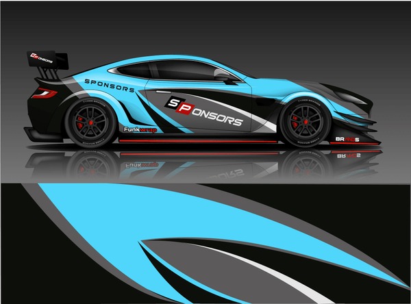 Car wrap design vector, truck and cargo van decal. Graphic abstract stripe racing background designs for vehicle, rally, race, adventure and car racing livery. - Vector